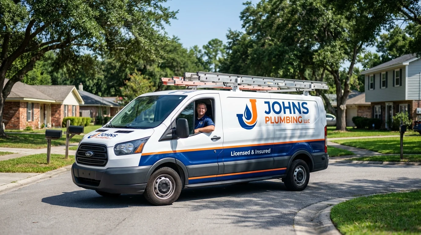 Johns Plumbing LLC service van in Sardis, GA