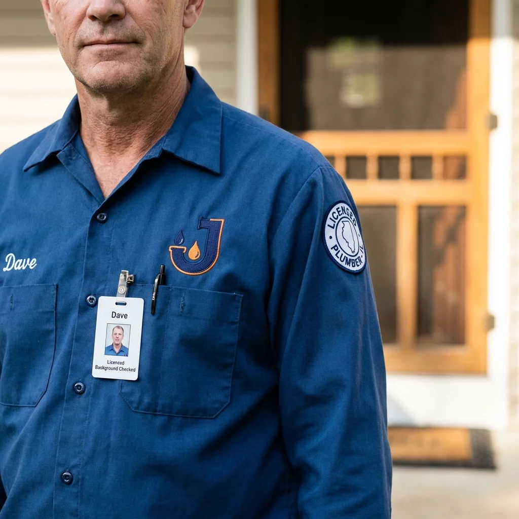 Licensed plumber showing ID badge in Sardis, GA