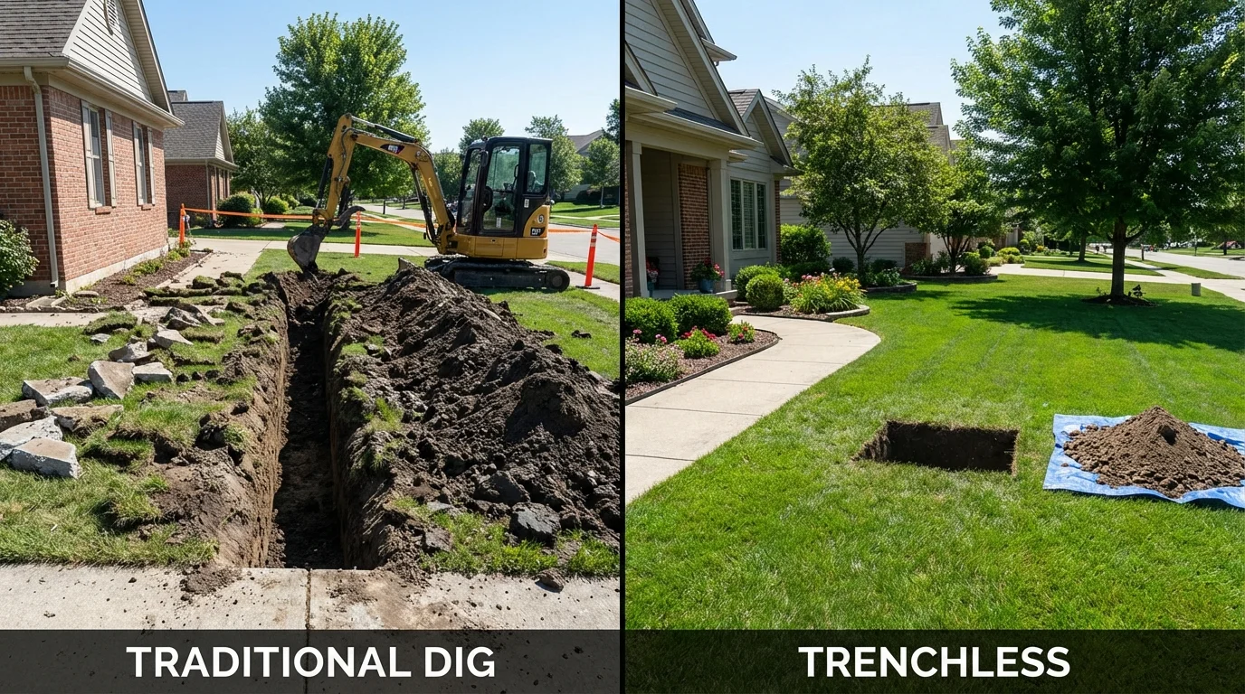 Trenchless sewer repair with minimal yard damage versus traditional excavation in Sardis, GA